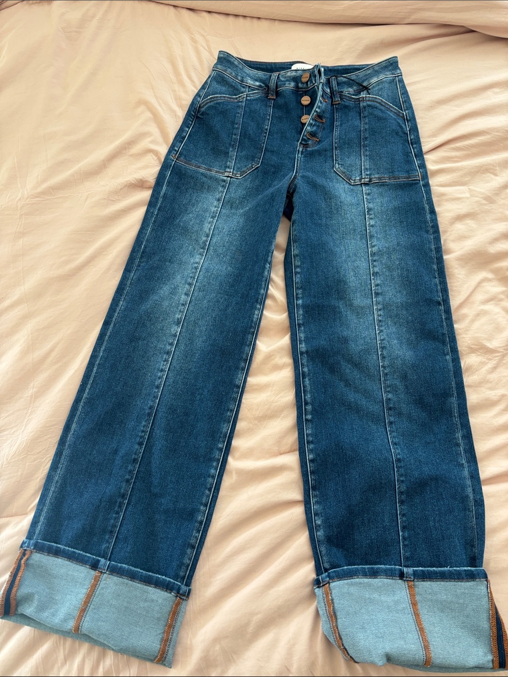 Risen High-Rise Wide Leg Dark Blue Jeans